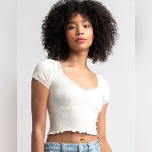 BDG Urban Outfitters London Womens Cross Lace Baby Tee size medium NWT